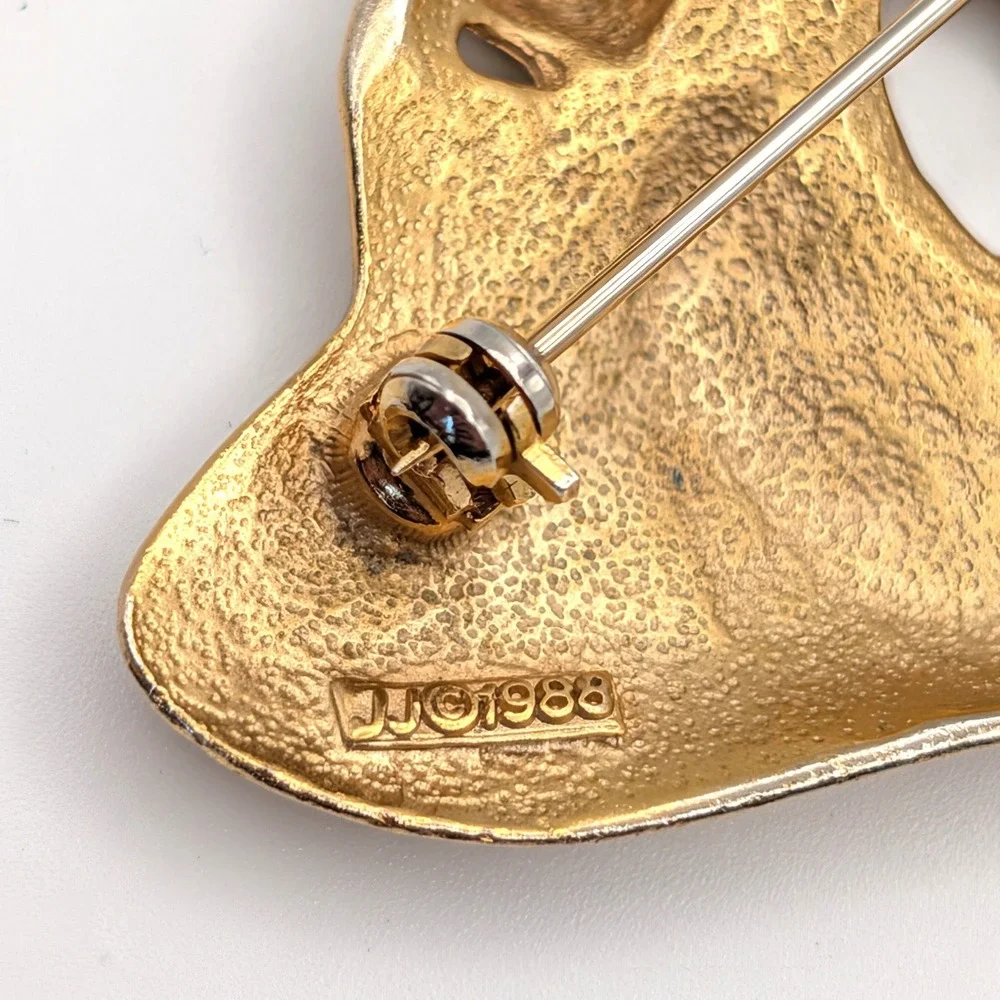 JJ Phantom of the Opera Mask Brooch Vintage 1988 Gold Tone Pin